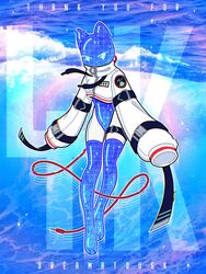  2000s_theme 3:4 alternative_fashion ambiguous_gender anthro cable clothing cyberpop dreamatdusk felid feline frutiger_aero hi_res j-fashion jacket legwear mammal mixed_media solo sparkles straps streetwear techwear thigh_highs topwear y2k_(graphic_design) 