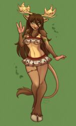  anthro blizzard_entertainment blush bottomwear bovid bovine breasts clothed clothing female hi_res highmountain_tauren honeymooo looking_at_viewer mammal miniskirt nata_rivermane pattern_clothing shy skimpy skirt smile solo standing tauren tribal under_boob warcraft 