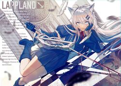  animal_ears arknights blood lappland_(arknights) seifuku sword tail yolanda 