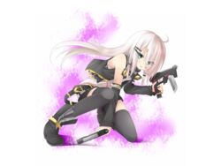  green_eyes gun knife long_hair original thighhighs tyaba_neko weapon white white_hair 