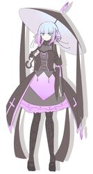  bad_id bad_pixiv_id black_footwear black_legwear blue_eyes dress female full_body gradient_hair lampent multicolored_hair over_shoulder personification petticoat pokemon shikkoku_neko shoes solo standing umbrella 