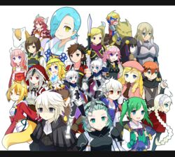  6+boys 6+girls ahoge animal_ears armor asugi_(fire_emblem) back bad_id bad_pixiv_id black_hair blonde_hair blue_eyes blue_hair braid brown_hair buttons caeldori_(fire_emblem) cape capelet closed_eyes commentary_request cowlick dragon dwyer_(fire_emblem) everyone fire_emblem fire_emblem_fates forrest_(fire_emblem) fox_ears fox_tail gambeson gloves green_eyes green_hair grey_hair hair_bun hair_over_one_eye hairband highres hisame_(fire_emblem) hood hood_down hoodie ignatius_(fire_emblem) kana_(female)_(fire_emblem) kana_(fire_emblem) kana_(male)_(fire_emblem) kiragi_(fire_emblem) letterboxed long_hair low_twin_braids mask midori_(fire_emblem) mitama_(fire_emblem) multicolored_hair multiple_boys multiple_girls nina_(fire_emblem) one_eye_closed open_mouth ophelia_(fire_emblem) orange_eyes orange_hair parted_bangs pegasus percy_(fire_emblem) pink_hair polearm purple_eyes red_capelet red_eyes red_hair red_hood rhajat_(fire_emblem) selkie_(fire_emblem) shigure_(fire_emblem) shira_yu_ki shiro_(fire_emblem) siegbert_(fire_emblem) simple_background single_hair_bun soleil_(fire_emblem) sophie_(fire_emblem) spear star-shaped_pupils star_(symbol) sword symbol-shaped_pupils tail twin_braids twintails two-tone_hair velouria_(fire_emblem) weapon white_background white_hair white_hairband wolf_ears wolf_tail yellow_eyes 