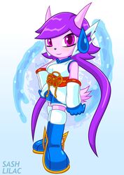  2017 anthro aquatic_dragon arung98 boots breasts clothed clothing dragon female footwear freedom_planet galaxytrail gloves hair handwear hi_res hybrid long_hair mammal marine mythological_creature mythological_scalie mythology non-mammal_breasts purple_hair sash_lilac scalie solo 