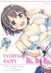  :d artist_name bare_shoulders blouse blue_bow blue_eyes blush bow bra breasts buttons clenched_hand collarbone commentary_request cover cover_page dated dotted_line doujin_cover female floral_background grey_hair hair_ornament hand_on_own_face honjou_masato idolmaster idolmaster_cinderella_girls idolmaster_cinderella_girls_starlight_stage lace lace-trimmed_bra lace_trim looking_at_viewer lying off_shoulder on_back open_mouth otokura_yuuki plaid plaid_skirt shiny_skin shirt short_hair skirt skirt_set small_breasts smile solo striped striped_bow triangle unbuttoned unbuttoned_shirt underwear unworn_hair_ornament upper_body white_background white_bow white_bra white_shirt white_skirt wrist_cuffs 