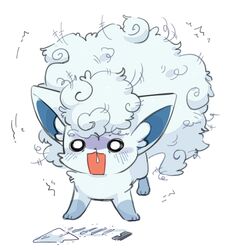  alolan_form alolan_vulpix ambiguous_gender anonymous_artist blush cocaine drugs feral fur generation_7_pokemon nintendo open_mouth pokemon pokemon_(species) razor regional_form_(pokemon) simple_background solo tools white_background white_body white_fur 