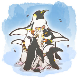  animal animalization bird commentary_request emperor_penguin emperor_penguin_(kemono_friends) gentoo_penguin gentoo_penguin_(kemono_friends) highres humboldt_penguin humboldt_penguin_(kemono_friends) kemono_friends margay margay_(kemono_friends) no_humans penguin penguins_performance_project_(kemono_friends) rockhopper_penguin rockhopper_penguin_(kemono_friends) royal_penguin royal_penguin_(kemono_friends) sandwiched taoi_(taoi58829762) 