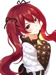  aone_hiiro bad_id bad_twitter_id closed_mouth commentary_request female fire_emblem fire_emblem_fates from_side gambeson hair_ribbon long_hair looking_to_the_side red_hair ribbon selena_(fire_emblem_fates) simple_background solo twintails upper_body white_background 