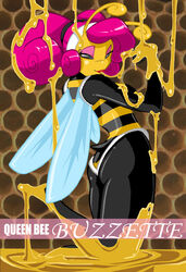  2007 antennae_(anatomy) anthro arthropod ass bee beehive better_version_at_source black_eyes butt_pose buzzette eyeshadow female hair hive hymenopteran insects makeup pink_eyeshadow pink_hair pose queen_bee shonuff wings yellow_body yellow_skin 