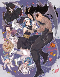  2boys 3girls angel_wings bad_link belt black_dress black_footwear black_gloves black_legwear black_pants blazer blue_hair boots chains couple demon_horns demon_wings detached_sleeves dress ear_piercing fairy_tail feathered_wings fingerless_gloves gajeel_redfox gloves grey_sleeves grey_wings grin highres horns jacket layered_dress levy_mcgarden lolicon long_sleeves looking_at_viewer multiple_boys multiple_girls nose_piercing open_mouth pantherlily pants parent_and_child piercing rusky see-through shiny_clothes short_dress short_hair sleeveless sleeveless_dress smile source_request straight tattoo thighhighs v-shaped_eyebrows white_dress white_gloves white_jacket white_legwear white_pants white_wings wings zettai_ryouiki 