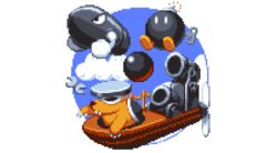  2019 black_body black_skin bob-omb bomb brown_body brown_fur buckteeth bullet_bill cloud digital_media_(artwork) explosives fur group hi_res mario_bros nintendo pixel_(artwork) pixelflag rocky_wrench ship teeth tools trio vehicle watercraft wrench 