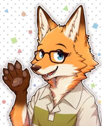  2018 5_fingers anthro canid canine citail claws clothed clothing eyewear fangs fingers fox fuguri fur glasses hi_res looking_at_viewer male mammal ono_kitsune solo teeth vtuber 