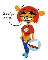  anthro biped bovid cake cake_slice caprine clothed clothing dessert dialogue english_text female food gglloooopp grin hair half-closed_eyes lammy_lamb lipstick looking_at_viewer makeup mammal narrowed_eyes navel orange_body parappa_the_rapper red_hair sheep simple_background smile solo sony_corporation sony_interactive_entertainment talking_to_viewer text um_jammer_lammy white_background 