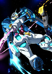  beam_saber enfuku g-self glowing glowing_eyes gundam gundam_g_no_reconguista joints looking_to_the_side mecha no_humans robot robot_joints slashing solo space yellow_eyes 