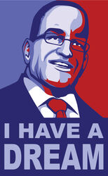  1boy barack_obama_hope_poster collared_shirt english_commentary english_text formal glasses legendver2 limited_palette male_focus metal_gear_(series) metal_gear_rising:_revengeance necktie open_mouth parody shirt short_hair smile solo steven_armstrong suit teeth upper_body upper_teeth_only white_shirt 