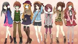  aliasing aqua_eyes black_hair blonde_hair boots bow brown_eyes brown_hair cape dress green_eyes group hat headband hoodie long_hair male moorina mr._music_(vocaloid) nico_nico_singer orange_eyes pantyhose ponytail purple_eyes ribbons short_hair shorts socks thighhighs tie vocaloid 