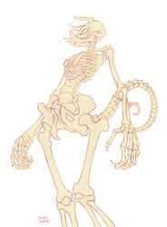  2015 5_fingers alternate_version_at_source ambiguous_gender anthro biped bone chameleon chimereon clair_(seel_kaiser) curled_tail fingers ground-lion horn jackson&#039;s_chameleon lizard low-angle_view nonbinary_(lore) nude portrait reptile scalie simple_background skeleton solo standing tail teeth three-quarter_portrait tusks white_background 