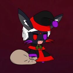  1:1 absurd_res anthro anxietythedemon bag christmas christmas_clothing christmas_headwear clothing hat headgear headwear hi_res holidays holly_(plant) lagomorph leporid made_in_abyss male mammal narehate padoru plant rabbit santa_hat smug solo tote_brando 