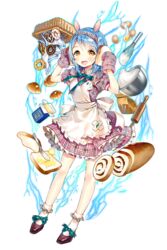  :o ancotaku animal_ears apron blue_bow blue_bowtie blue_hair bow bowtie bread butter cracked_egg croissant doughnut egg female food full_body hairband hands_up knife looking_at_viewer mixing_bowl official_art open_mouth oven_mitts plaid plaid_hairband plaid_skirt ramsay_(soccer_spirits) rolling_pin skirt soccer_spirits socks solo standing teeth third-party_source transparent_background upper_teeth_only whisk yellow_eyes 