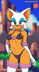  anthro archie_comics armwear bat bikini blue_eyes blurred_background blush breasts clothing elbow_gloves female gloves hand_on_hip handwear legwear looking_at_viewer mammal membrane_(anatomy) membranous_wings navel portrait prezer0 rouge_the_bat screencap screencap_background sega small_breasts smile solo sonic_the_hedgehog_(archie) sonic_the_hedgehog_(comics) sonic_the_hedgehog_(series) standing swimwear thigh_highs three-quarter_portrait wings 