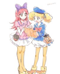  2girls aikatsu! aikatsu!_(series) bad_id bad_link bad_twitter_id bow cosplay daisy_duck daisy_duck_(cosplay) disney disneyland donald_duck donald_duck_(cosplay) hairbow hat map mr._potato_head multiple_girls otoshiro_seira pantyhose saegusa_kii shinoasa twitter_username yellow_legwear 