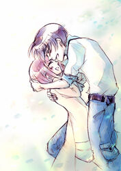  1boy bad_id bad_pixiv_id bokujou_monogatari bokujou_monogatari:_waku_waku_animal_march bokujou_monogatari:_yasuragi_no_ki brown_hair couple female hug rina_(bokujou_monogatari) short_hair sorakazemiko straight takeru_(bokujou_monogatari) 