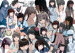  bad_id bad_twitter_id bare_shoulders black_hair blouse blue_neckwear blue_sailor_collar blue_skirt blunt_bangs bob_cut breasts cheerleader cleavage collage collarbone compilation crossed_arms dress eyelashes female fetal_position flower full_body game_console hair_down hair_flower hair_ornament hand_up hatsuyuki_(kancolle) highres hime_cut kantai_collection legs_together long_hair maid midriff miniskirt multiple_views navel panties pom_pom_(cheerleading) sailor_collar sakieko school_swimsuit school_uniform serafuku shirt skirt small_breasts straight_hair swimsuit t-shirt tongue tongue_out twintails underwear white_panties white_shirt 