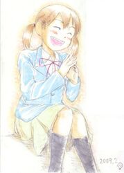  brown_hair female hourou_musuko sasa_kanako school_uniform smile 