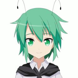  :d ^_^ androgynous animated animated antennae blinking bouncing_hair cape cato_(monocatienus) closed_eyes collared_shirt commentary_request emofuri eyes_visible_through_hair female green_eyes green_hair looking_at_viewer md5_mismatch open_mouth shirt short_hair smile solo touhou tsurime ugoira_conversion upper_body wriggle_nightbug 