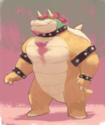  0rang3 anthro body_hair bowser bracelet chest_hair collar facial_hair goatee hi_res jewelry koopa male mario_bros muscular muscular_anthro muscular_male nintendo scalie shell solo spiked_bracelet spiked_collar spiked_shell spikes spikes_(anatomy) tail torso 