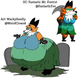  1:1 anthro big_breasts big_stomach breasts canid canine cemetery chest_tuft clothing dead_eyes decaying eyeshadow fantastic_mr._foxtrot female fox grave green_clothing libet lipstick makeup mammal overweight overweight_female sewn_mouth simple_background solo stitch_(sewing) tombstone tuft undead wackythesilly white_background zombie 