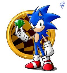  5_fingers anthro black_nose blue_body blue_fur chaos_emerald clothing eulipotyphlan featureless_crotch fingers footwear fur gem gloves green_eyes grin handwear hedgehog hi_res holding_object limehazard mammal sega shoes smile solo sonic_the_hedgehog sonic_the_hedgehog_(series) white_clothing white_gloves white_handwear 