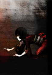  bad_id bad_pixiv_id black_hair brown_eyes darkness fatal_frame fatal_frame_2 female gauss_&lt;bokashi ghost japanese_clothes kimono photoshop_(medium) solo tachibana_chitose 