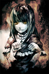  bad_id bad_pixiv_id black_hair collar dress fatal_frame fatal_frame_4 female ghost haibara_ayako jiro_(ninetysix) long_hair solo yellow_eyes 