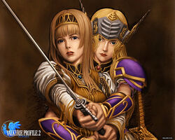  alicia_(valkyrie_profile_2) braid breasts copyright_name female headband holding holding_sword holding_weapon long_hair looking_at_viewer lowres official_art parted_lips silmeria_valkyrie skirt solo sword upper_body valkyrie_profile_(series) weapon white_background yoshinari_kou yoshinari_you 