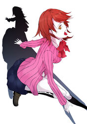  bow female gekkoukan_high_school_uniform mille_(dieci) persona persona_3 photoshop_(medium) red_hair school_uniform shadow short_hair simple_background solo yukari_takeba 