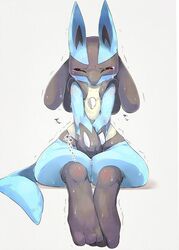  2015 3_toes ambiguous_gender anthro better_version_at_source bodily_fluids canid canine crying feet generation_4_pokemon holding_crotch japanese_text kimubota lucario mammal nintendo omorashi paws pokemon pokemon_(species) pseudo_clothing shaking simple_background sitting sweat tears text thick_thighs toes translation_request white_background 