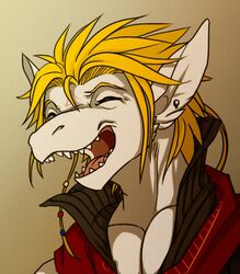  angel_dragon anthro blonde_hair cerezo clothing dragon hair icon long_ears male mythological_creature mythological_scalie mythology scalie sharp_teeth siegfried smile solo teeth 