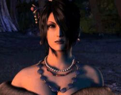  3d animated animated black_hair breasts cg cgi cleavage final_fantasy final_fantasy_x fur_collar hair_over_one_eye jewelry lowres lulu lulu_(final_fantasy) necklace nighttime square_enix walking_towards_viewer 