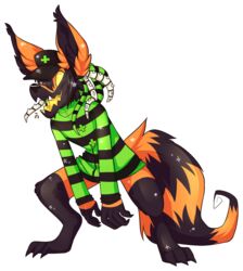  alpha_channel anthro black_body black_clothing black_fur black_hair black_tail bone canid canine claws clothed clothing cross digital_drawing_(artwork) digital_media_(artwork) digitigrade ear_tuft fluffy fox foxsnacks fur green_clothing hair hat headgear headwear hi_res inner_ear_fluff lapfox_trax male mammal negaren open_mouth orange_body orange_fur orange_tail paws pseudo_hair simple_background solo stripes tail teeth tentacle tentacle_hair transparent_background tuft yellow_eyes 