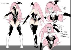  aqua_eyes ass black_thighhighs boots breasts choker commentary concept_art constricted_pupils cross-body_stretch facepaint female hairband knee_boots large_breasts laughing leotard long_hair manbou_no_ane megurine_luka multiple_views official_art pink_hair reference_sheet ring_no_seraph_(vocaloid) simple_background spiked_choker spikes stretching thighhighs translated vocaloid white_background white_footwear winged_hairband wrestler wrestling_outfit 