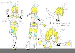  ass_cutout bare_shoulders bikini blonde_hair blue_eyes boots bow clothing_cutout commentary_request concept_art crotch_cutout crotchless_shorts elbow_pads female gloves hair_ornament hairbow hairclip kagamine_rin knee_boots knee_pads manbou_no_ane midriff multiple_views navel no_shirt official_art reference_sheet revealing_clothes ring_no_seraph_(vocaloid) short_hair shorts simple_background standing standing_on_one_leg stomach swimsuit thighhighs translated two-tone_legwear vocaloid white_background white_legwear white_shorts wrestling_outfit yellow_bikini yellow_gloves yellow_thighhighs 