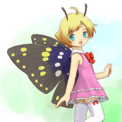  antennae artist_request blonde_hair fairy female lowres shimon_(shimotsuma) shimotsuma solo thighhighs wings 