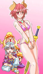  1other androgynous bikini female g-tetsu highres horns long_sleeves mushroo_(shinrabanshou) mushroom raisen_(shinrabanshou) seiranken_shion_(shinrabanshou) shinrabanshou shion_(shinrabanshou) swimsuit 