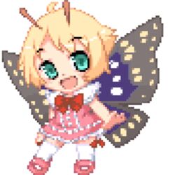  antennae blonde_hair chibi chibi_only fairy female full_body lisula lowres mary_janes pixel_art shimon_(shimotsuma) shimotsuma shoes solo transparent_background wings 