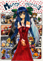  6+boys 6+girls asymmetrical_wings axl_low bag baiken bell blonde_hair blue_eyes blue_hair brown_eyes brown_hair chibi chipp_zanuff christmas christmas_tree dizzy_(guilty_gear) dress eddie_(guilty_gear) everyone fanny_(guilty_gear) faust_(guilty_gear) gift gloves guilty_gear hat jingle_bell johnny_(guilty_gear) justice_(guilty_gear) kliff_undersn kuradoberi_jam ky_kiske long_hair long_sleeves mask may_(guilty_gear) millia_rage mito_anji multiple_boys multiple_girls paper_bag pirate potemkin_(guilty_gear) red_eyes ribbon sack santa_costume short_hair snow sol_badguy source_request strapless strapless_dress tail tail_ornament tail_ribbon tako_(plastic_protein) testament_(guilty_gear) tree venom_(guilty_gear) wings zato-1 