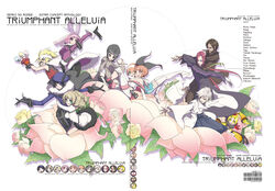  5girls 6+boys baek_changpo character_request cover cuilan ernula everyone fabian_the_fastman falcoon flower highres hug karel_werfel lili_levinas luchino_narukami mika_mikli multiple_boys multiple_girls photoshop_(medium) pink_flower pink_rose rose sakurako_sanjo senkou_no_ronde yellow_flower yellow_rose 