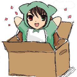  artist_request box brown_hair cardboard_box crossover female headshop heterochromia in_box in_container jissouseki lowres parody photoshop_(medium) rozen_maiden short_hair solo source_request suzumiya_haruhi suzumiya_haruhi_no_yuuutsu third-party_edit 