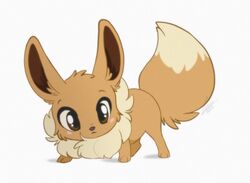  2019 ambiguous_gender brown_body brown_eyes brown_fur digital_media_(artwork) dvixie eevee feet feral fur generation_1_pokemon hi_res nintendo pokemon pokemon_(species) simple_background solo toes white_background 