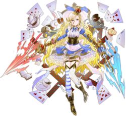  alice_(ark_order) animal_ears apron ark_order asymmetrical_legwear back_bow bandaged_leg bandages blonde_hair blue_bow blue_eyes blue_skirt book boots bow bowtie braid brown_footwear cake card center_frills club_(shape) corset crown cup diamond_(shape) dual_wielding earrings fake_animal_ears feline female fire food frilled_skirt frills full_body garter_straps hat heart holding holding_sword holding_weapon jewelry juliet_sleeves long_hair long_sleeves looking_at_viewer mini_crown mismatched_legwear monocle mushroom official_art open_book paper plate playing_card pocket_watch pppppan puffy_sleeves rabbit rabbit_ears rapier shirt skirt solo spade_(shape) striped_clothes striped_thighhighs sword tachi-e tea teacup teapot thigh_strap thighhighs top_hat transparent_background variant_set vertical-striped_clothes vertical-striped_thighhighs very_long_hair watch weapon white_apron white_bow white_shirt 