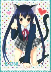  ame_nochi_yuki ame_to_yuki animal_ears k-on! nakano_azusa nekomimi seifuku tail 